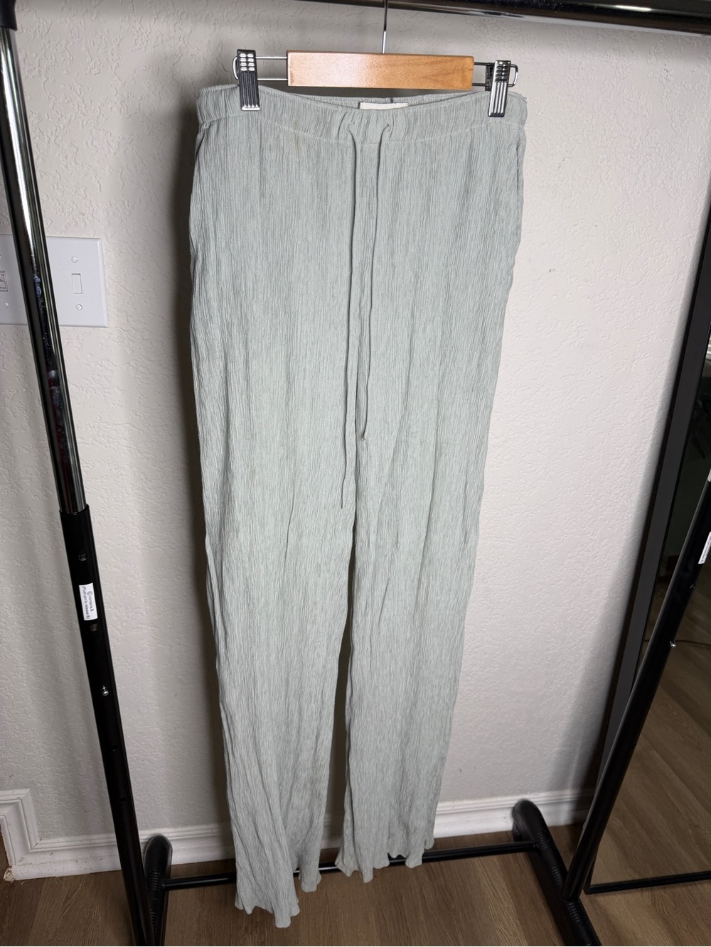 Light green Linen-Blend Pull-On Pants